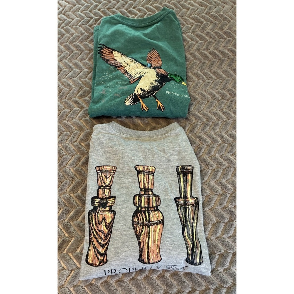 Properly Tied Boys YM 10-12 Lot Of 2 Long Sleeve Pullover Graphic Print Shirts